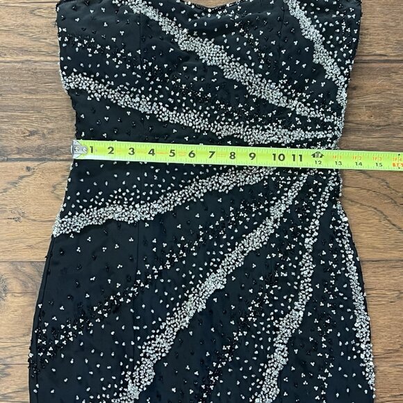 Riva Designs Black Beaded Evening Prom Dress Size 6 Small Strapless Whimsigoth - Picture 14 of 16